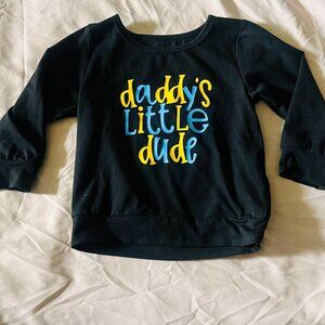 👕 Daddy's Little Dude Baby Shirt – 12-18M Black printed in bold blue and ye